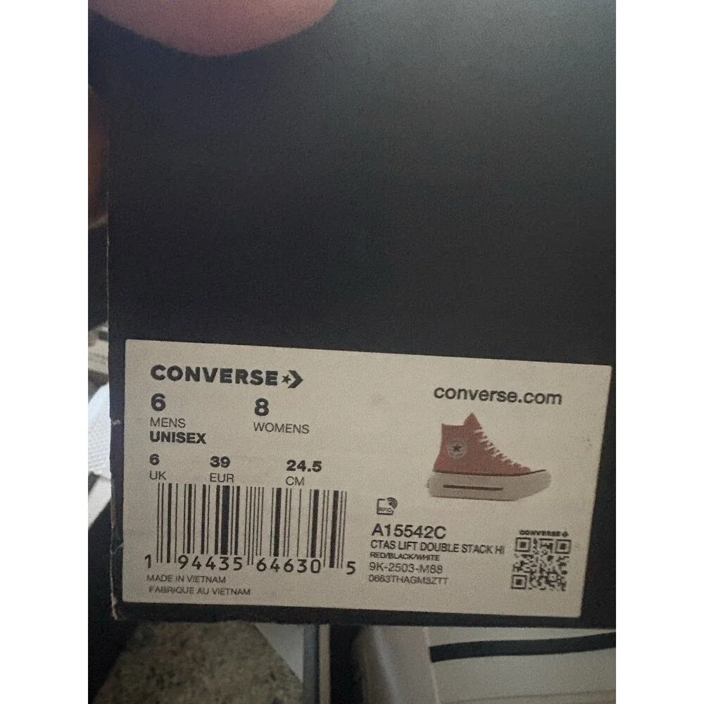 Converse Chuck Taylor Lift Double Stack Hi Womens 8 shoes Sneaker Red A15542C